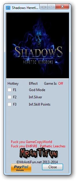 Shadows: Heretic Kingdoms: Трейнер/Trainer (+3) [1.0.0.8183] {MrAntiFun}