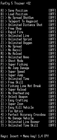 Far Cry 5: Трейнер/Trainer (+32) [1.4 CPY] {LIRW / GHL} - Updated: 05.05.2018