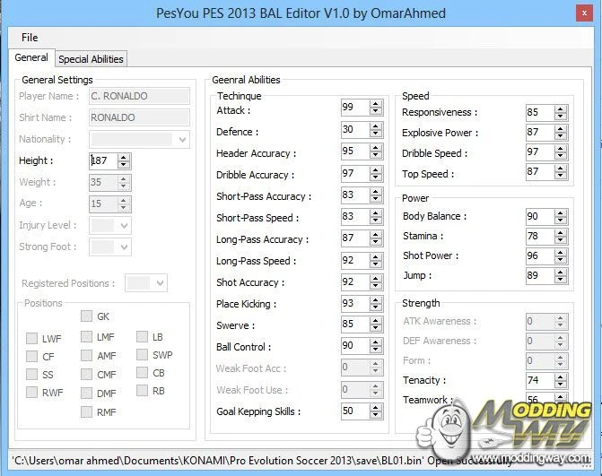PES 2013 "PES 2013 BAL Editor"