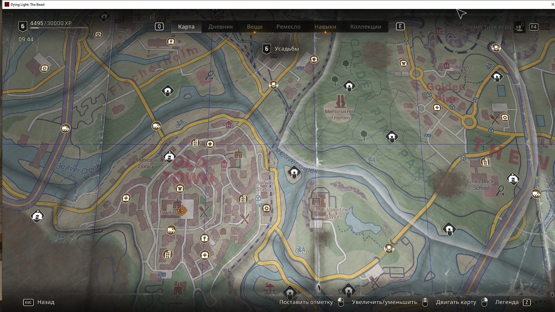 Dying Light: The Beast Сохранение - Начало игры с открытой картой