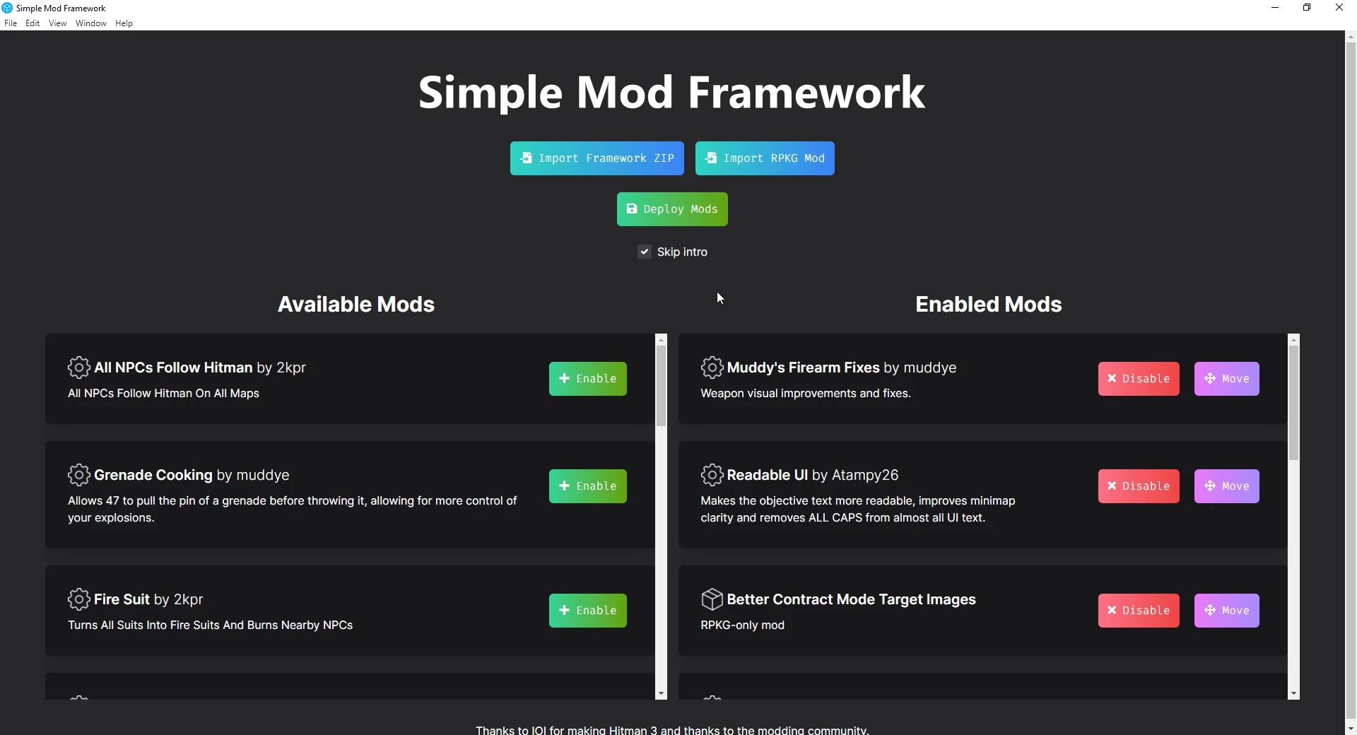 Hitman 3 "Simple Mod Framework - Простой установщик модов"