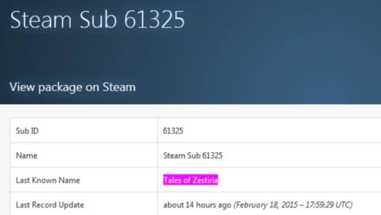 Tales of Zestiria в базе данных Steam