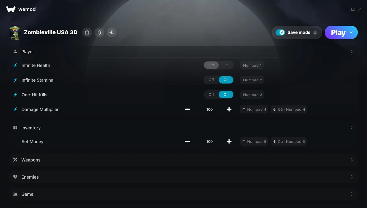 Zombieville USA 3D "Трейнер +18" [UPD: 19.03.2025] {GreenHouse / WeMod}