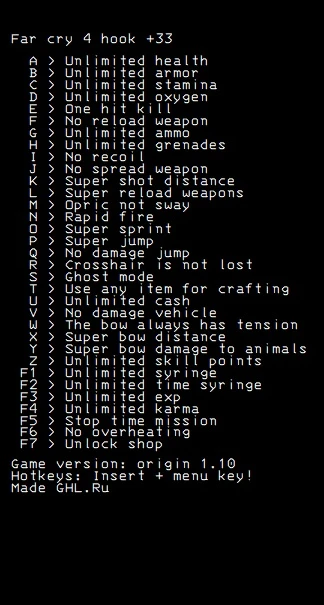 Far Cry 4: Трейнер/Trainer (+33) [1.10 Origin] {LIRW / GHL} - Updated: 14.01.2020