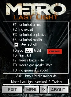 Metro ~ Last Light: Трейнер/Trainer (+9) [1.0.0.4] {dR.oLLe}