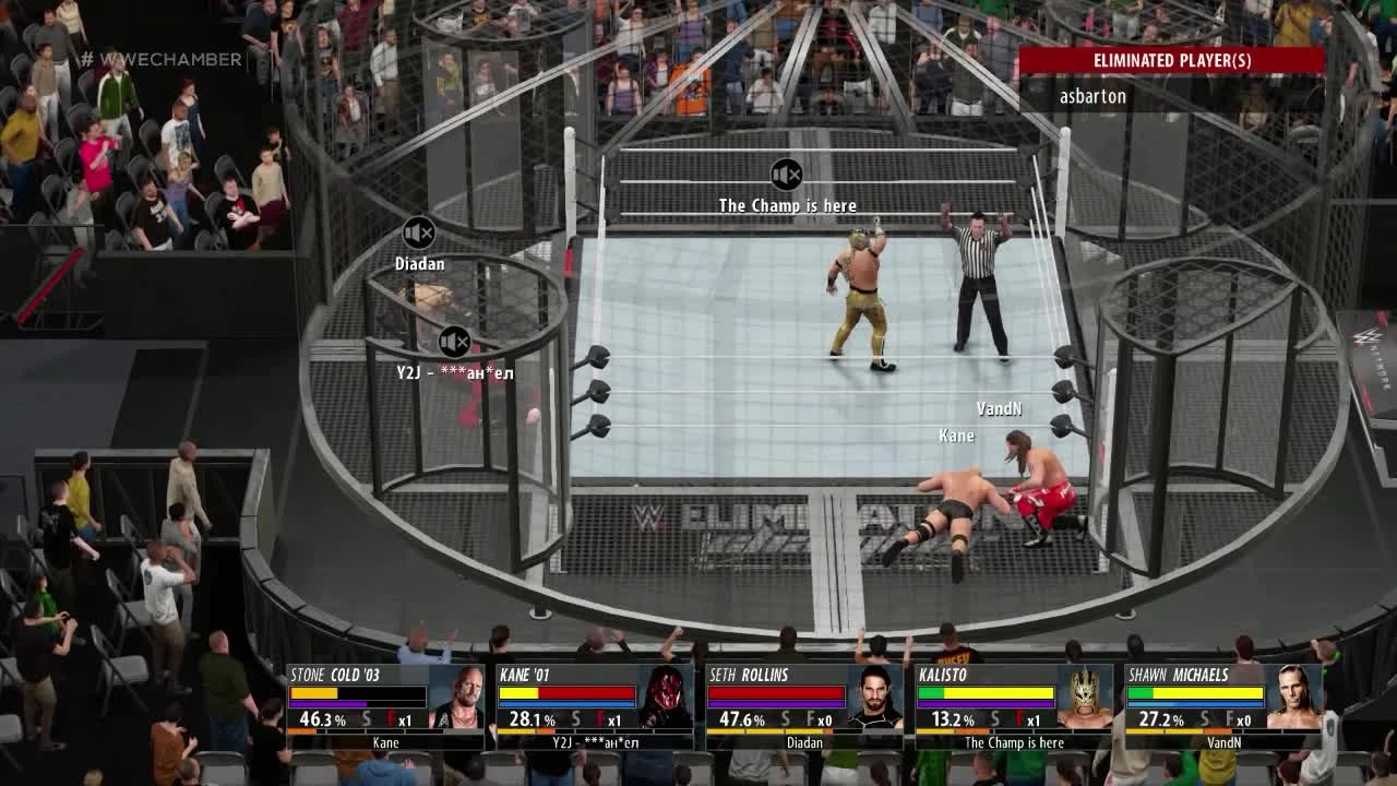 WWE 2K16 "Потрясающий Онлайн 6 MAN Elimination Chamber Match - Ken Shamrock VS Steve Austin VS Kane VS Seth Rollins VS Kalisto VS HBK Shawn Michaels"
