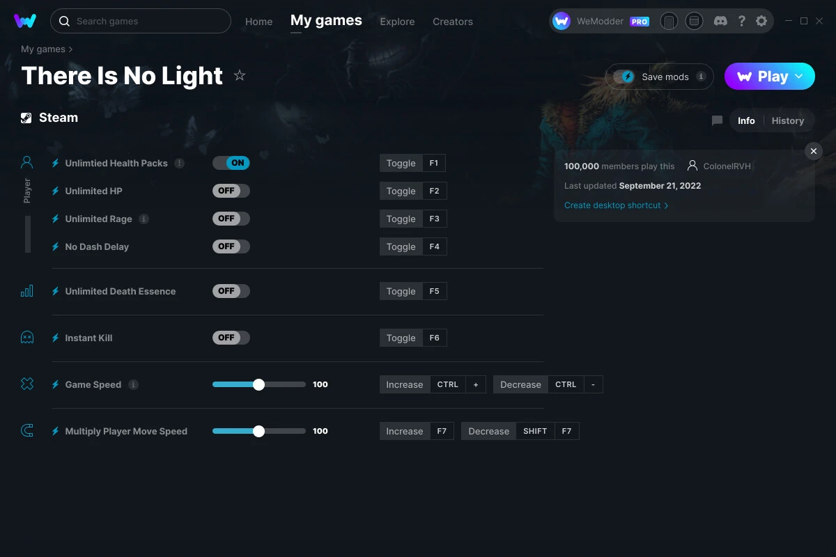 There Is No Light "Трейнер +8" [UPD: 21.09.2022] {ColonelRVH / WeMod}