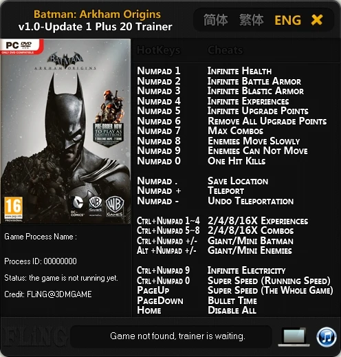 Batman ~ Arkham Origins: Трейнер/Trainer (+21) [1.0 ~ Update 5] {FLiNG}