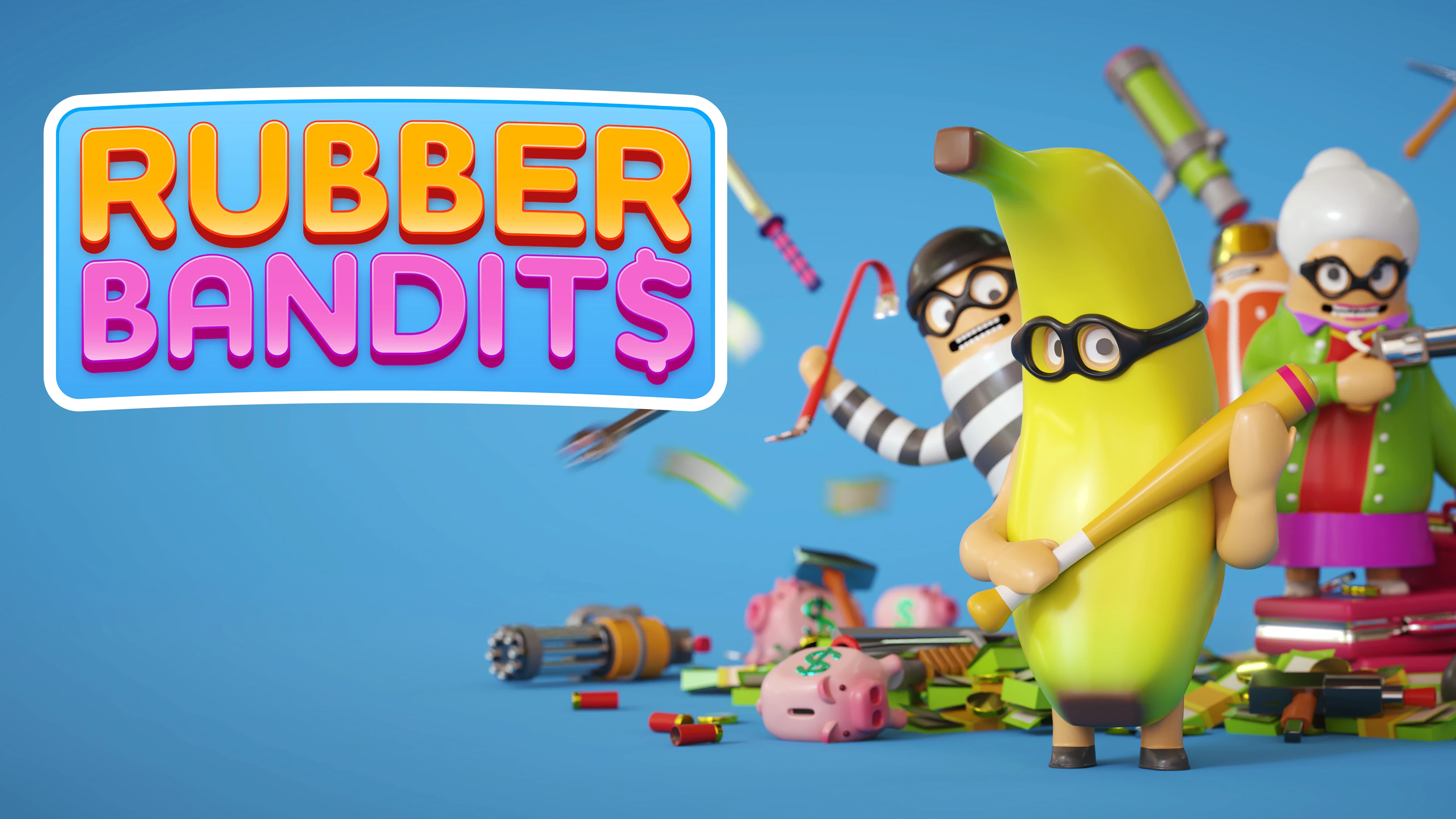 17 минут геймплея игры для вечеринок Rubber Bandits