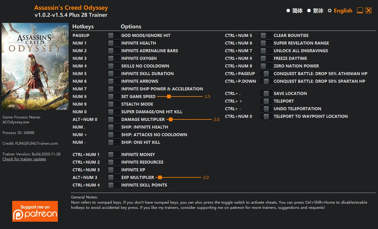 Assassin's Creed: Odyssey: Трейнер/Trainer (+26) [1.0.2 - 1.5.4] {FLiNG}