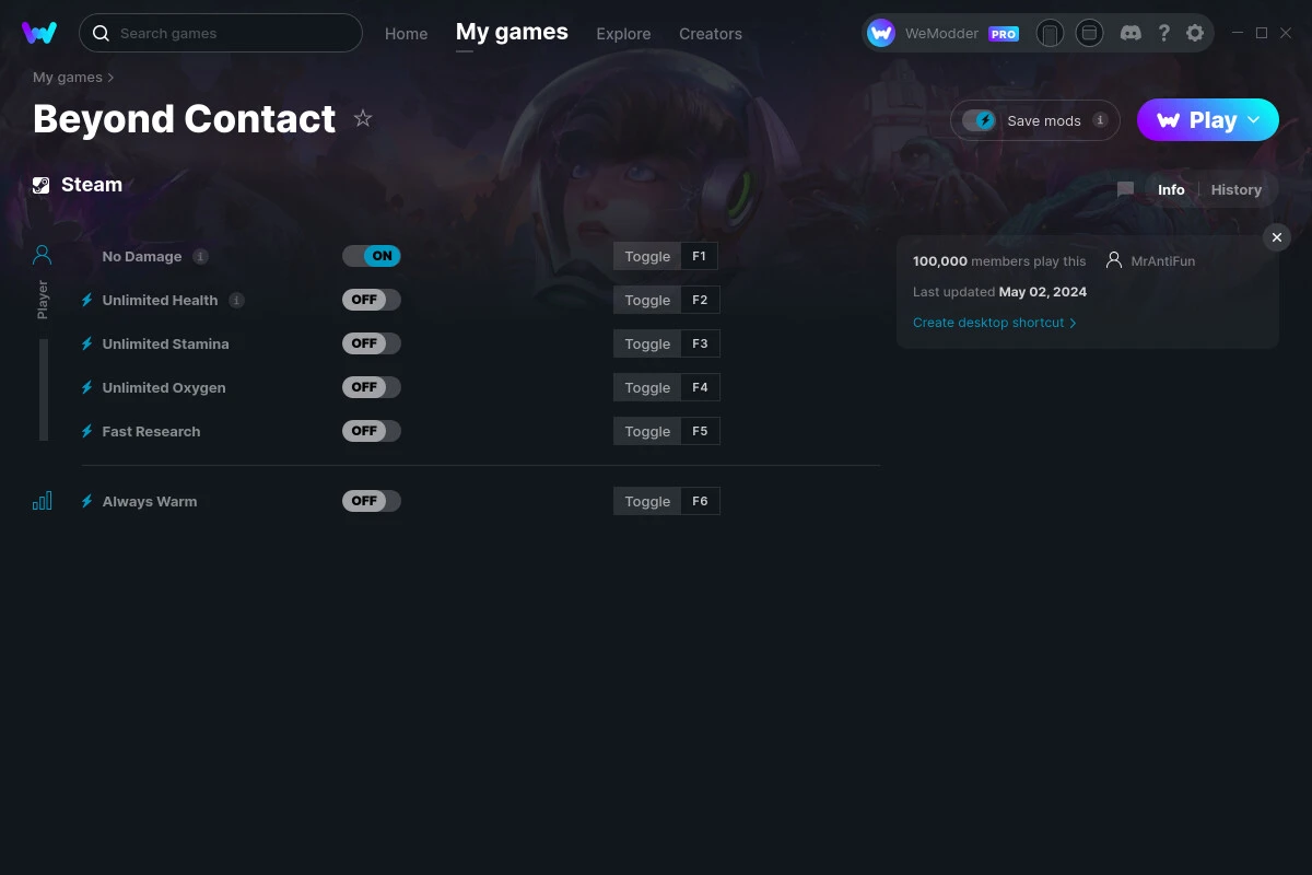Beyond Contact "Трейнер +6" [UPD: 02.05.2023] {MrAntiFun / WeMod}