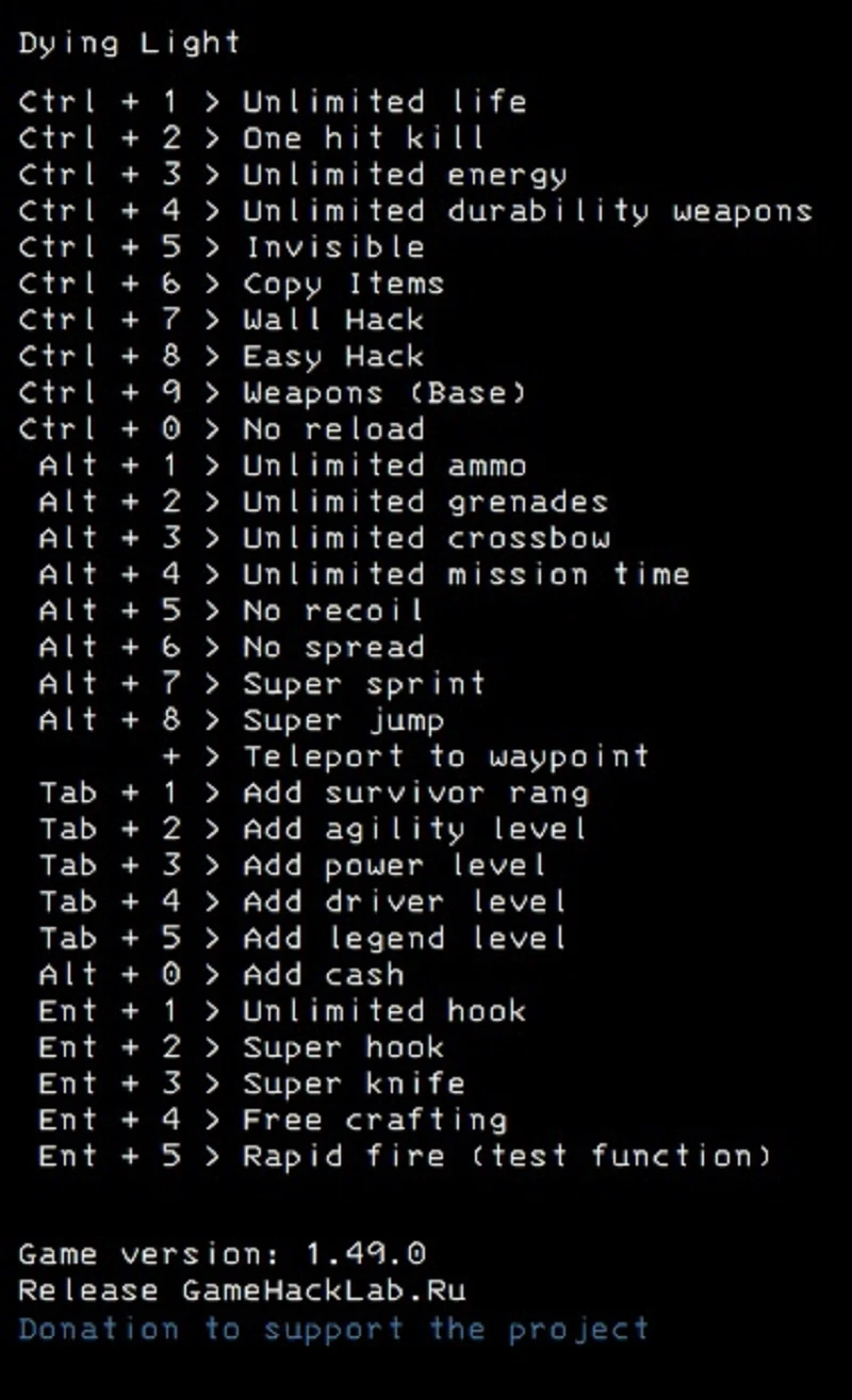 Dying Light "Трейнер +30" [v1.49] {LIRW / GHL}