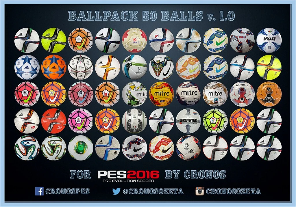 Pro Evolution Soccer 2016 "Ballpack 50 Balls v.1.0 for PES 2016 by Cronos"