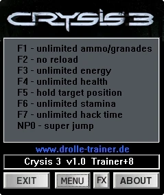Crysis 3: Трейнер/Trainer (+8) [1.0] {dR.oLLe}