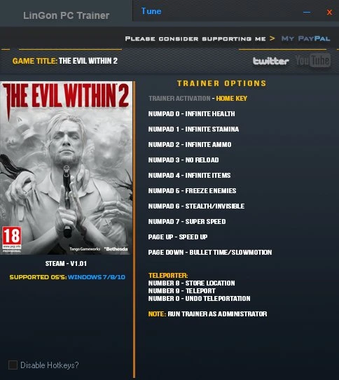 The Evil Within 2: Трейнер/Trainer (+12) [1.01] {LinGon}