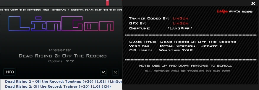 Dead Rising 2 - Off the Record: Трейнер | Trainer (+27) [1.2] {LinGon}