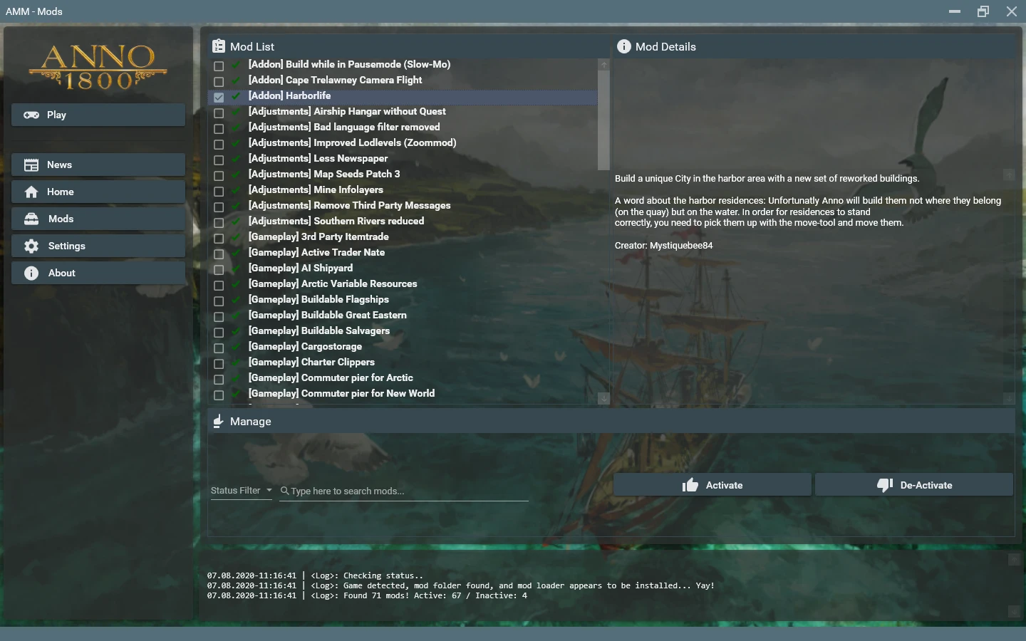 Anno 1800 "Mod Manager - менеджер модификаций"