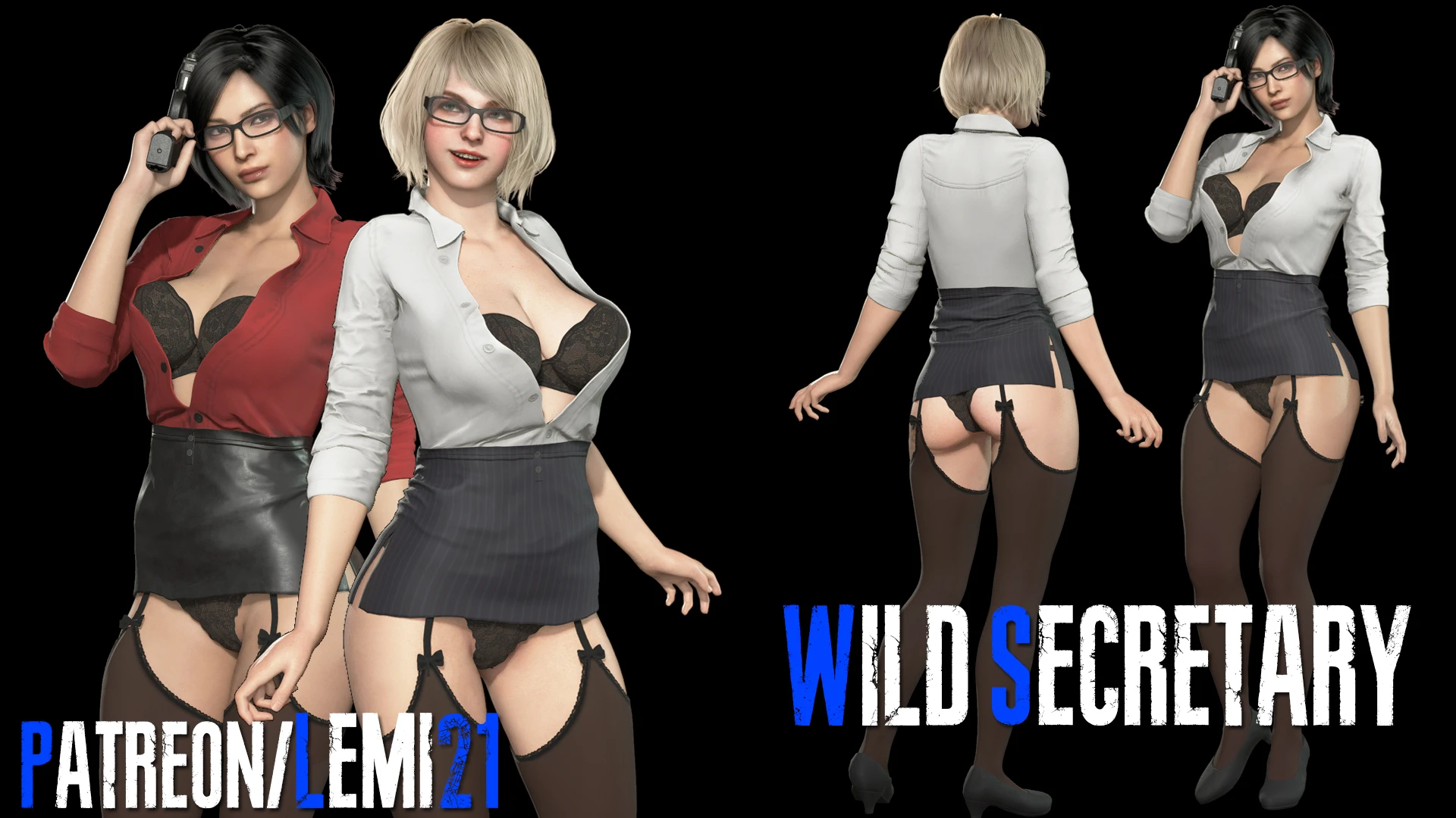 Resident Evil 4 Remake "Ада и Эшли сексуальные секретарши"{Aqua}