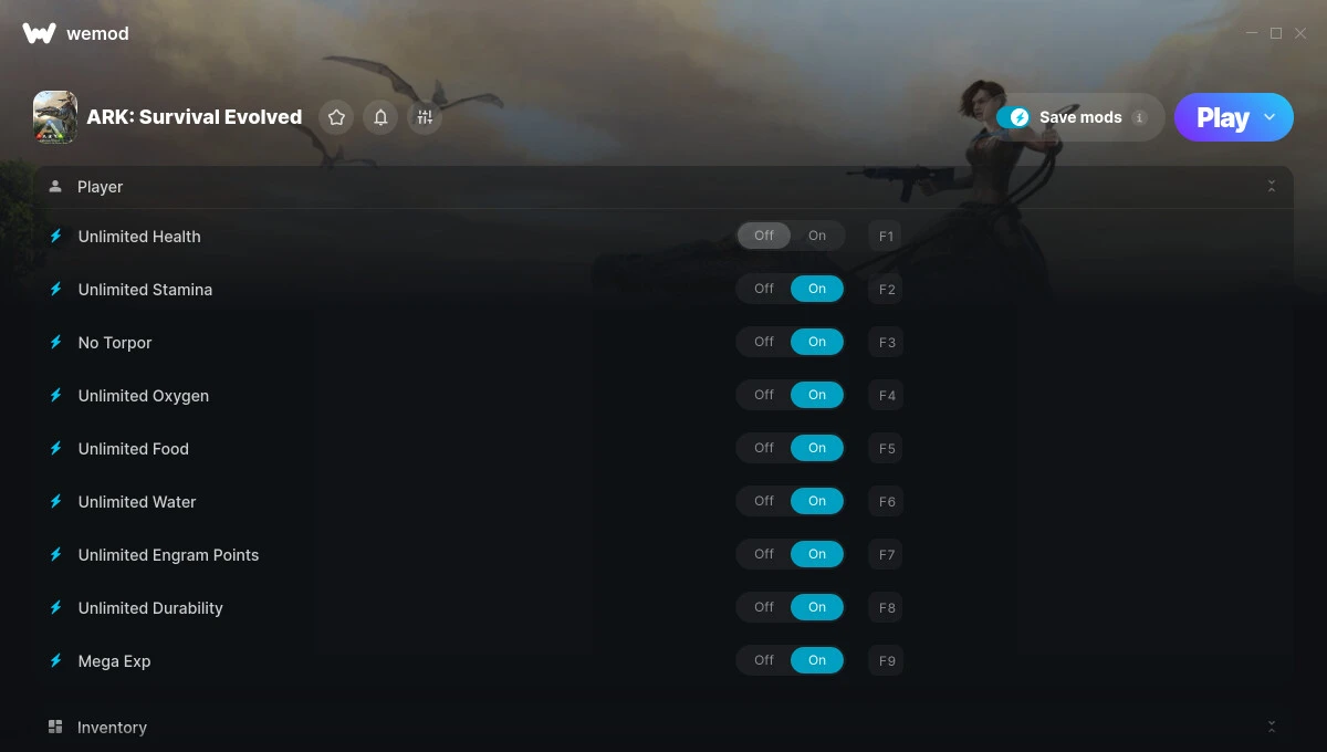 ARK: Survival Evolved "Трейнер +41 от WeMod: Здоровье, выносливость, кислород и пр"