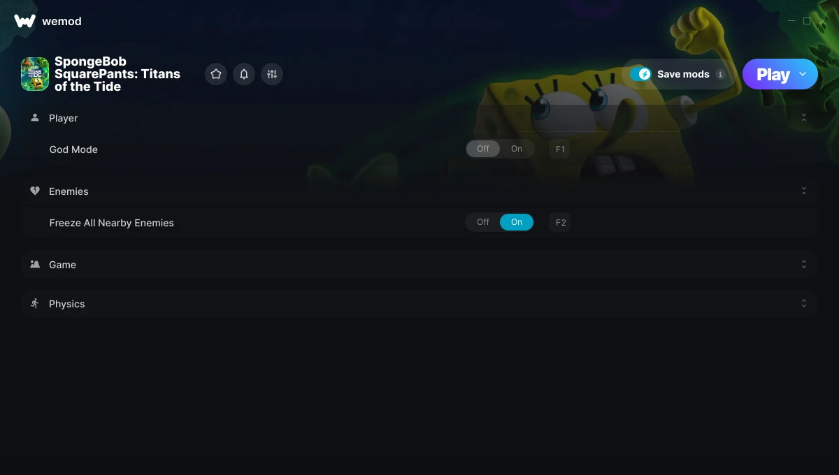 SpongeBob SquarePants: Titans of the Tide "Трейнер +11 от WeMod: Здоровье, гравитация, прыжок и пр"