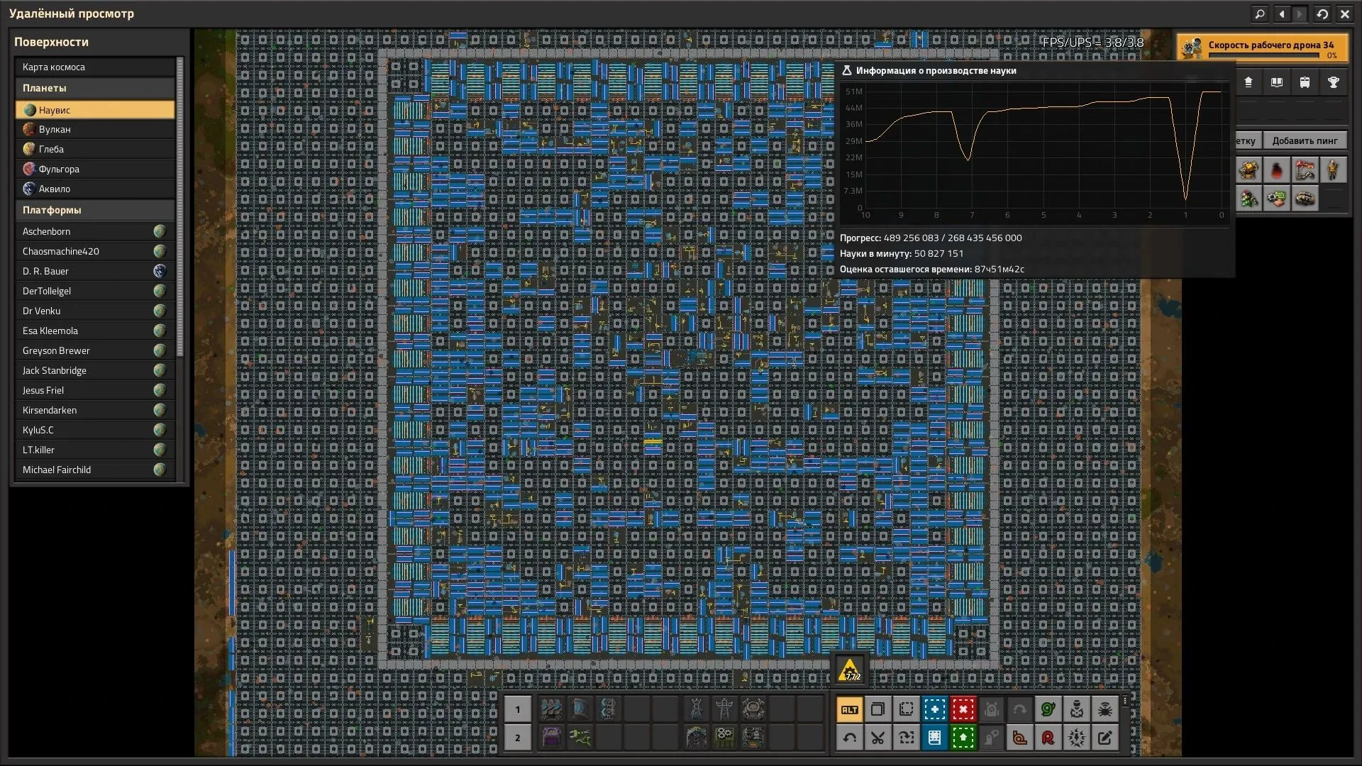 Игрок опять поставил новый мировой рекорд в Factorio. Завод производит 1 миллиард науки в минуту