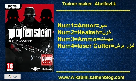 Wolfenstein: The New Order: Трейнер/Trainer (+4) [1.0] {Abolfazl-k}