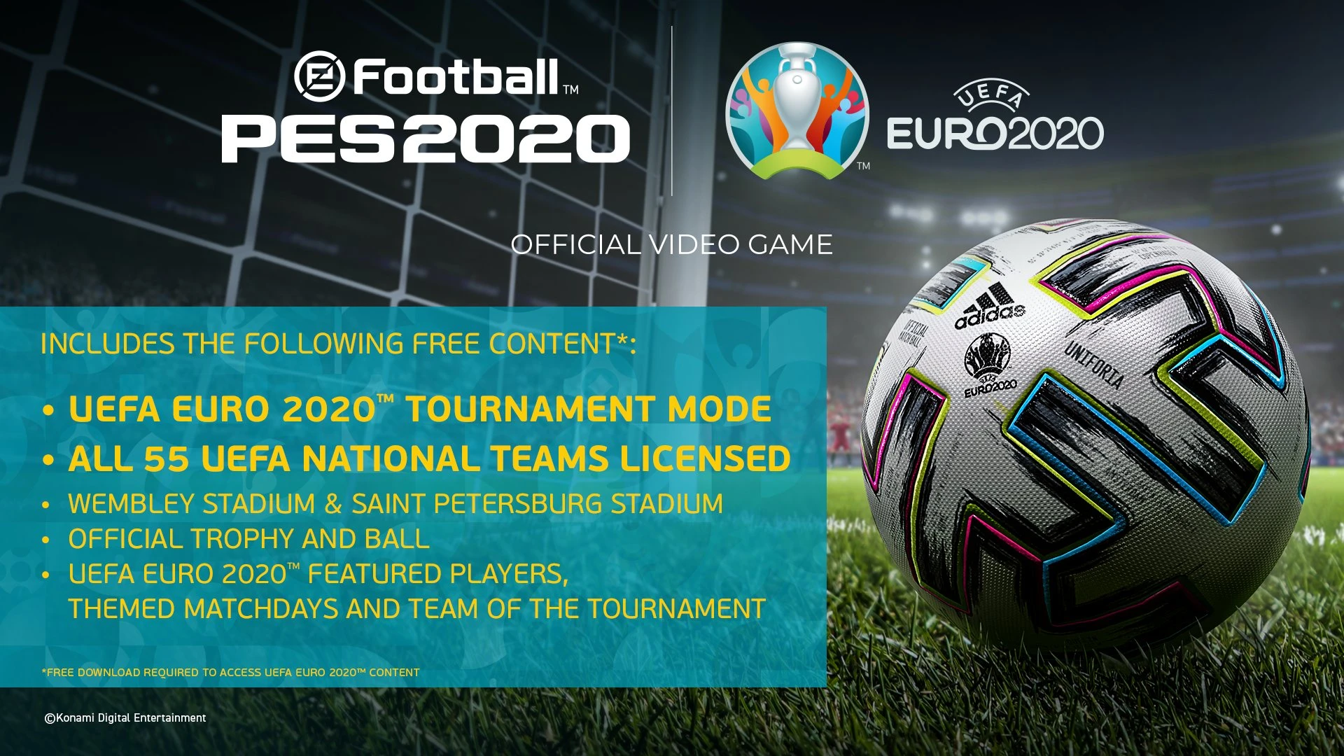 UEFA EURO 2020 в eFootball PES 2020 выйдет 30 апреля в качестве бесплатного обновления