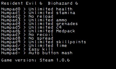 Resident Evil 6 / Biohazard 6: Трейнер/Trainer (+13) [1.6 Steam] {LIRW / GHL} - Updated: 12.03.2020