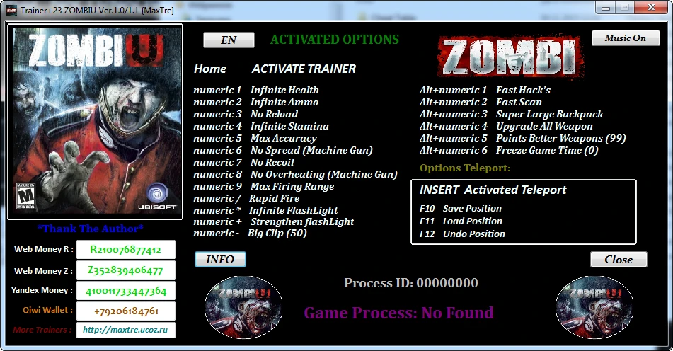 ZOMBI: Трейнер/Trainer (+23) [1.0-1.1] {MaxTre}