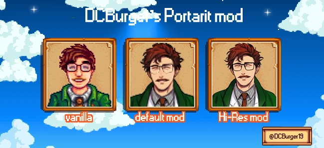 Stardew Valley "DCBurger's Portraits(Hi-Res version Update) + Portraiture + PyTK Для версии 1.3"