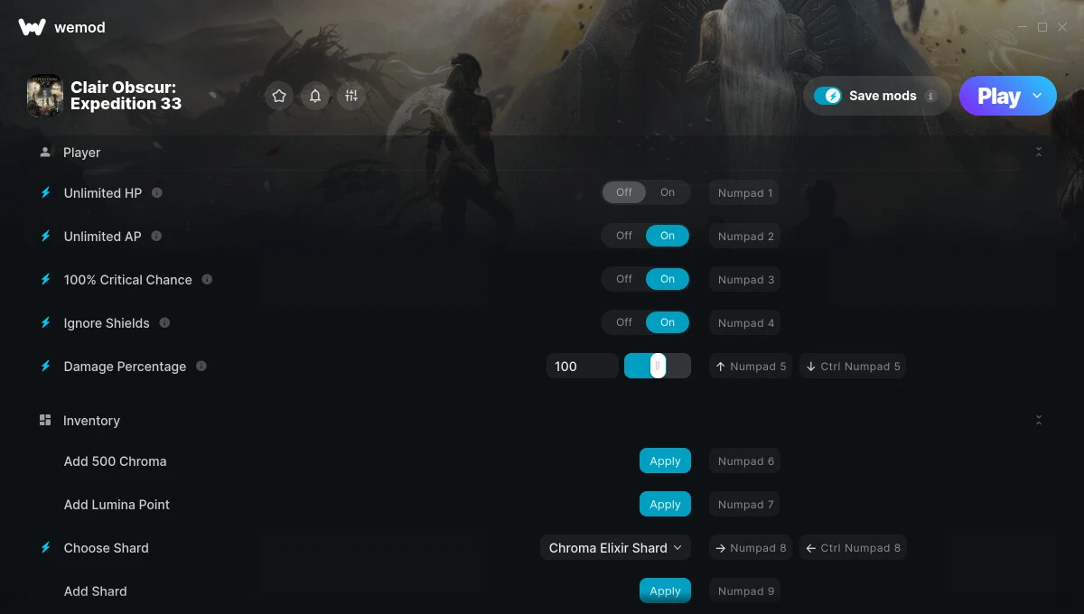 Clair Obscur: Expedition 33 "Трейнер +29 от WeMod: Здоровье, энергия, урон и пр"