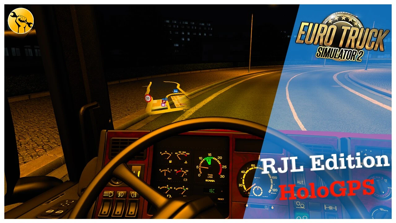 Euro Truck Simulator 2 "Голографический GPS для Scania RJL (1.43.x)"