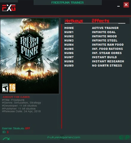 Frostpunk: Трейнер/Trainer (+9) [1.0] {FutureX}