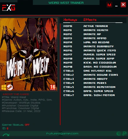 Weird West: Трейнер/Trainer (+17) [1.72271a] {FutureX}