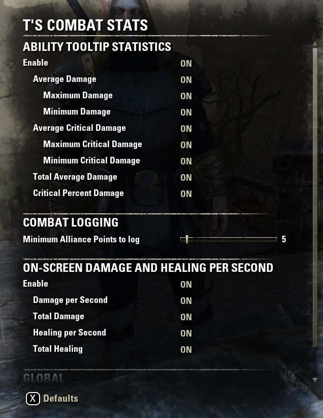 TES Online — T’s Combat Stats