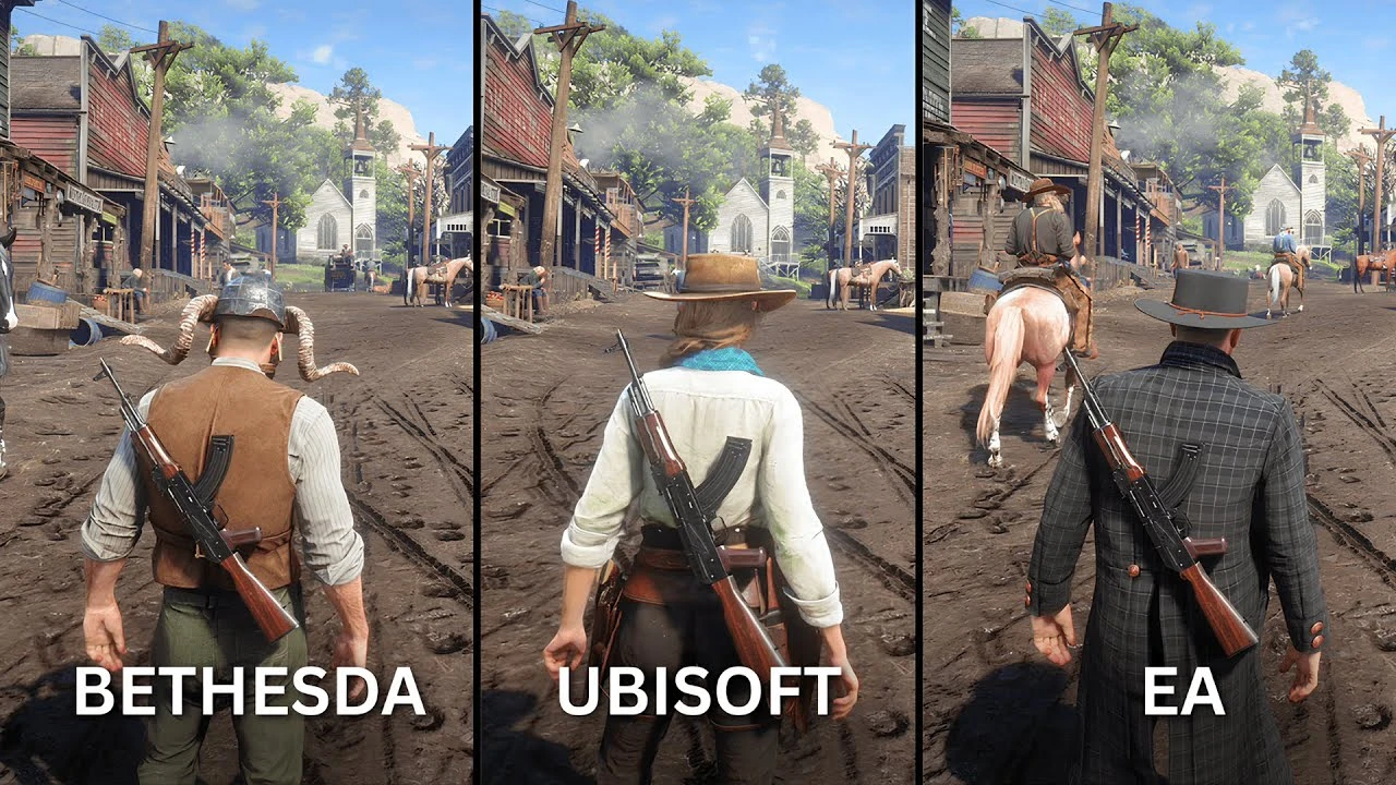Если бы Red Dead Redemption 2 делали Bethesda, Ubisoft или EA - пародия с полной переделкой геймплея