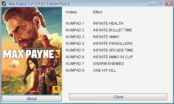Max Payne 3: Трейнер/Trainer (+8) [1.0.0.57] {GRIZZLY/PlayGround.ru}
