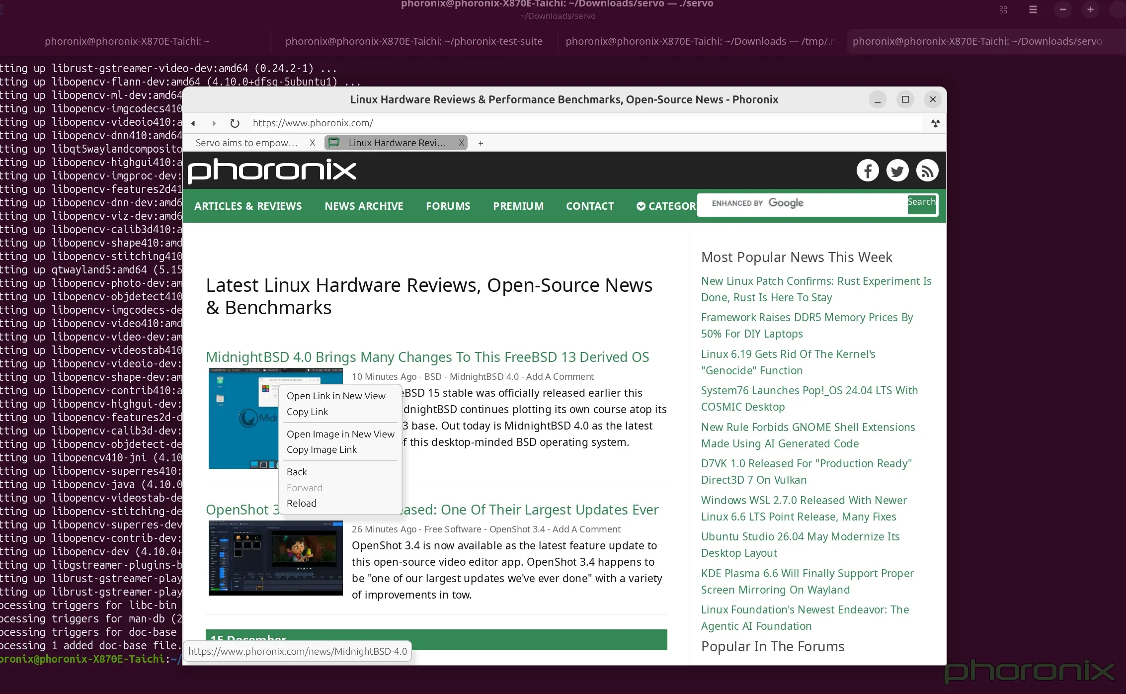 Состоялся релиз браузерного движка Servo 0.0.3 с улучшенной производительностью и поддержкой контекстных меню