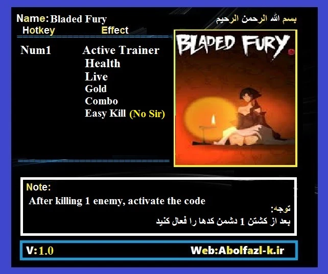 Bladed Fury: Трейнер/Trainer (+13) [1.0] {Abolfazl.k}