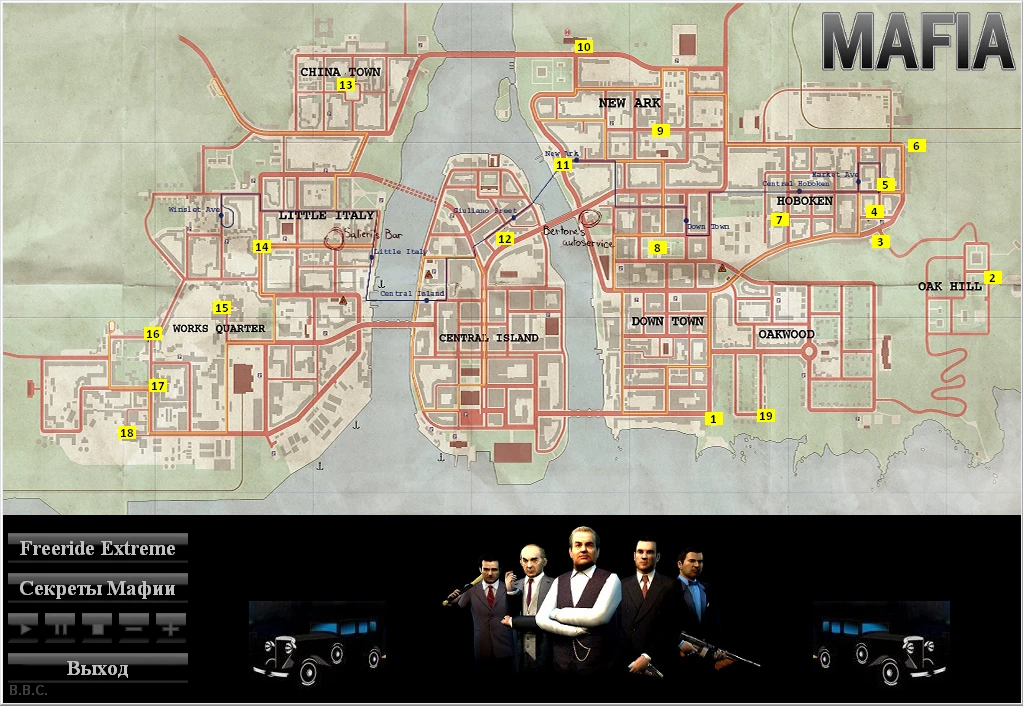 Mafia: The City of Lost Heaven: Карта расположений всех миссий Freeride Extreme + прохождение и секреты игры
