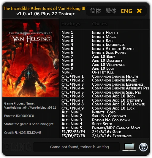 The Incredible Adventures of Van Helsing 3: Трейнер/Trainer (+27) [1.0 - 1.06 64 Bit] {FLiNG}