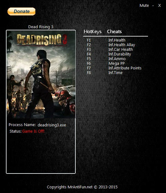 Dead Rising 3: Трейнер/Trainer (+8) [1.0] {MrAntiFun}