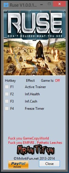 Ruse: Трейнер/Trainer (+3) [1.0.0.1] {MrAntiFun}