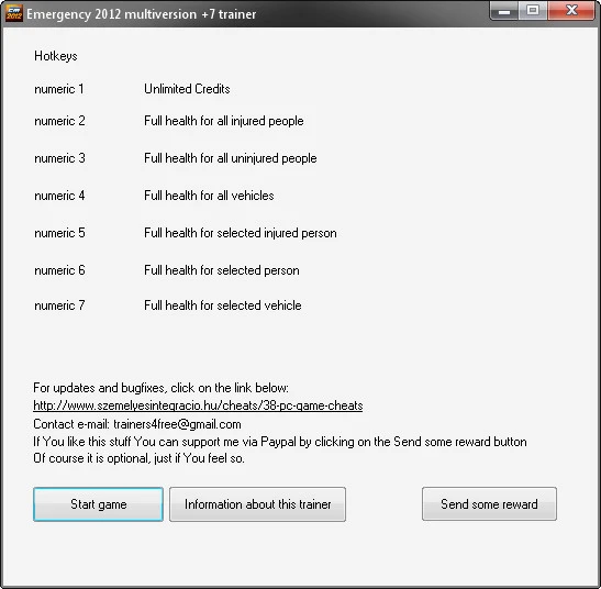 Emergency 2012: Трейнер (+7) [1.0-1.2] {Geri}