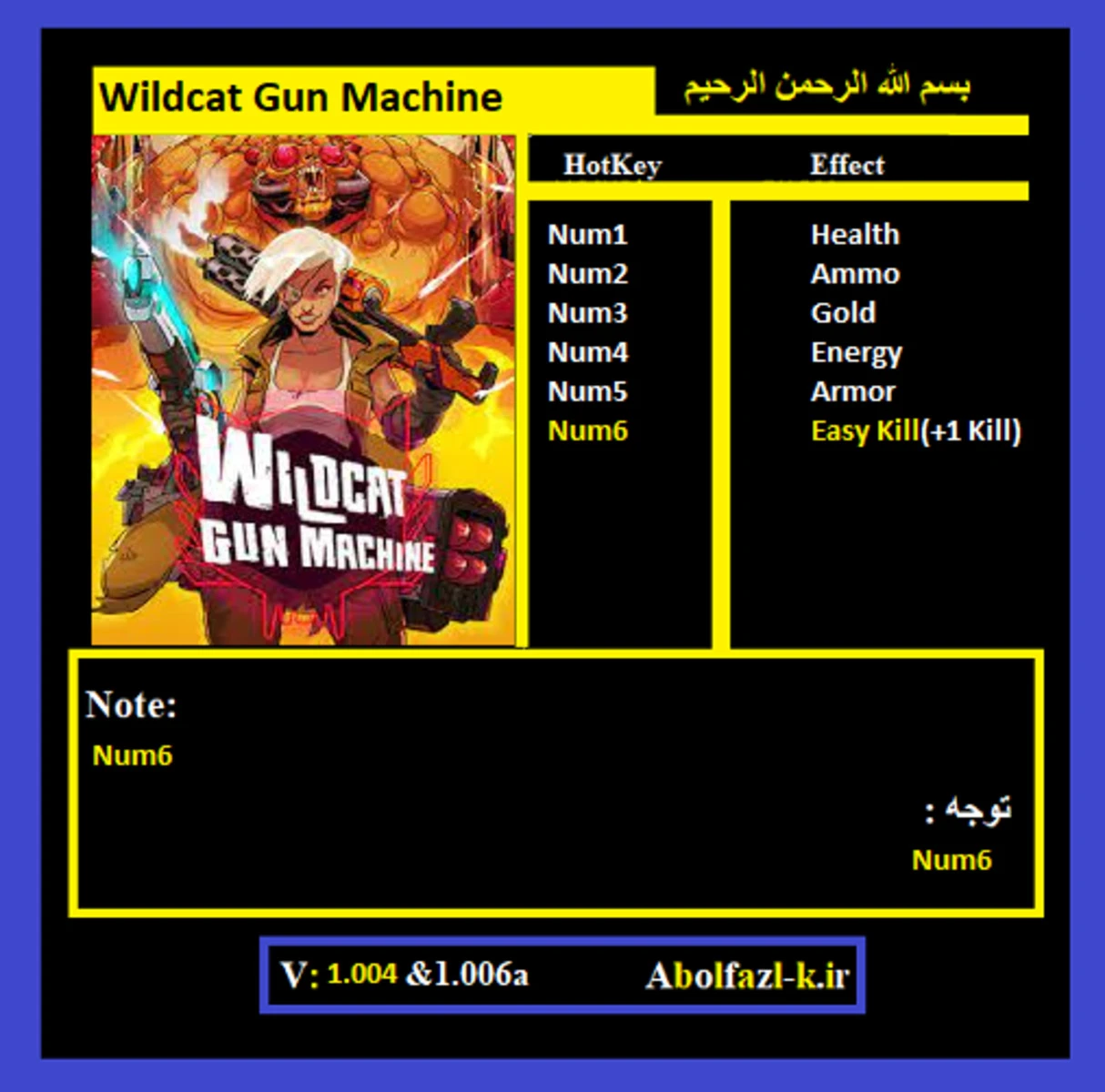 Wildcat Gun Machine "Трейнер +6" [1.004 & 1.006a] {Abolfazl.k}