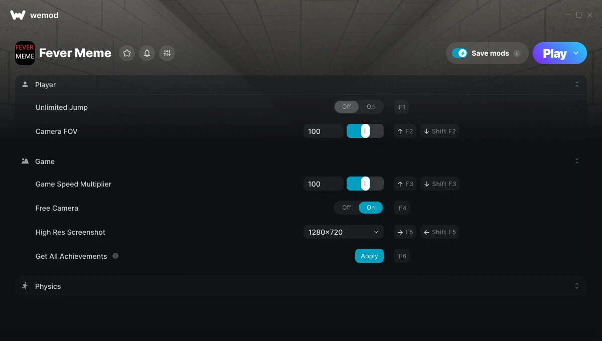 Fever Meme "Трейнер +10 от WeMod: Редактор игрока, скорости и FOV"