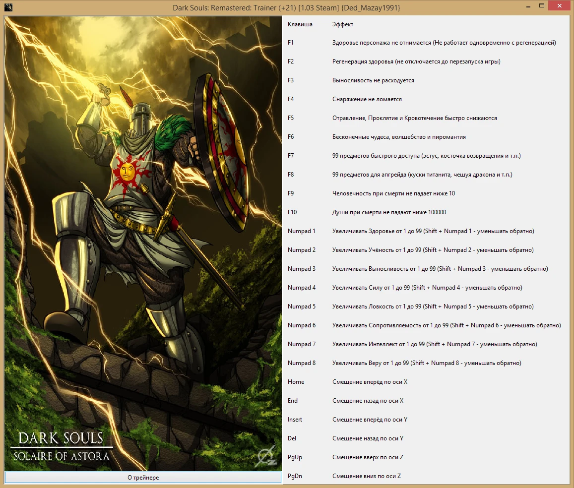 Dark Souls: Remastered: Трейнер/Trainer (+21) [1.03: Steam] {Ded_Mazay1991}