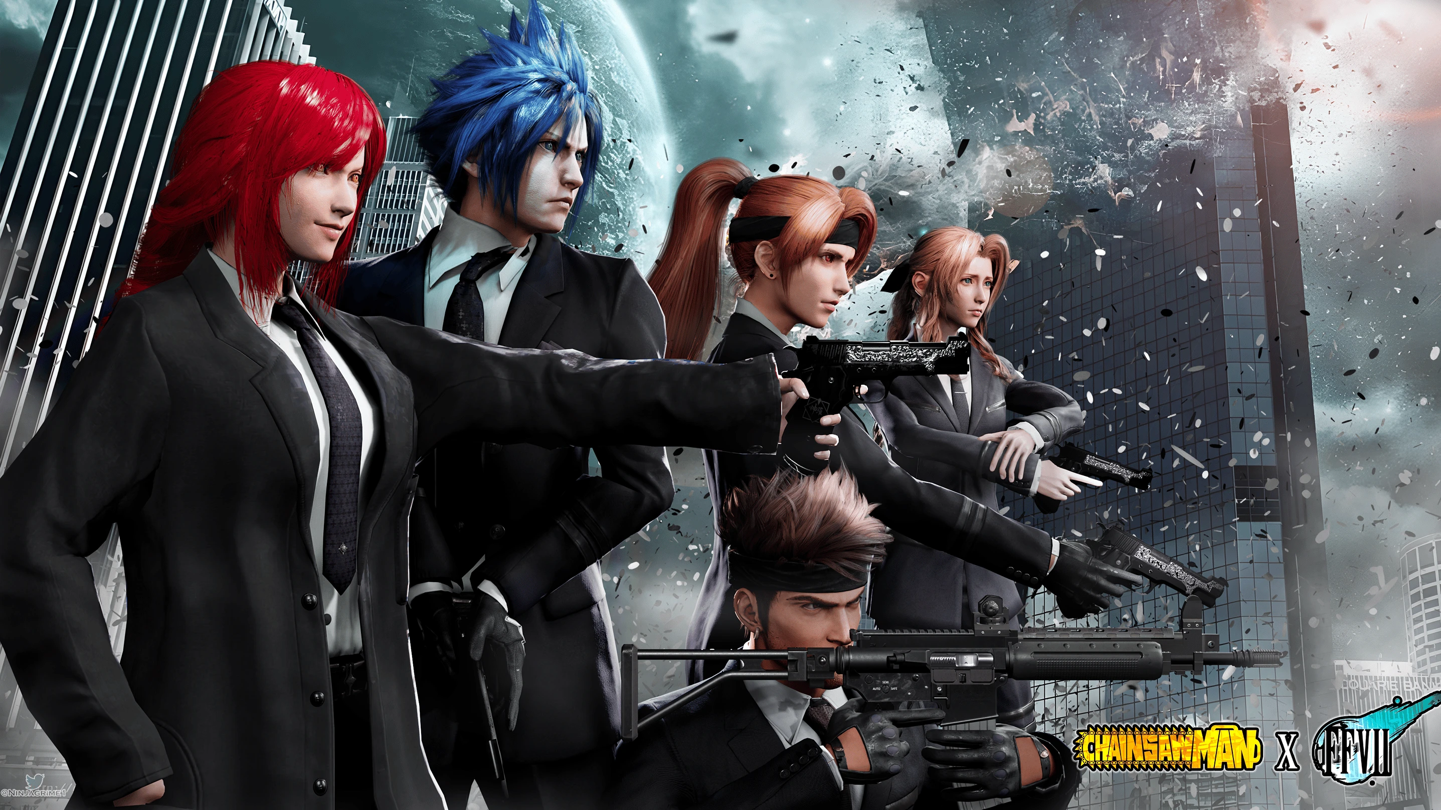 Final Fantasy 7 Remake "Костюмы по мотивам аниме Человек-бензопила"