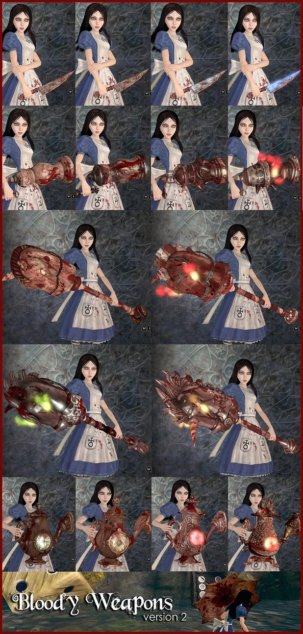 Alice: Madness Returns "Bloody Weapons Pack" (Новые текстуры для оружия)
