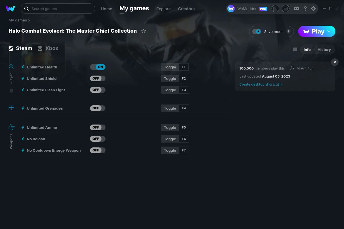 Halo: Combat Evolved Anniversary "Трейнер +7" [UPD: 05.08.2023] {MrAntiFun / WeMod}